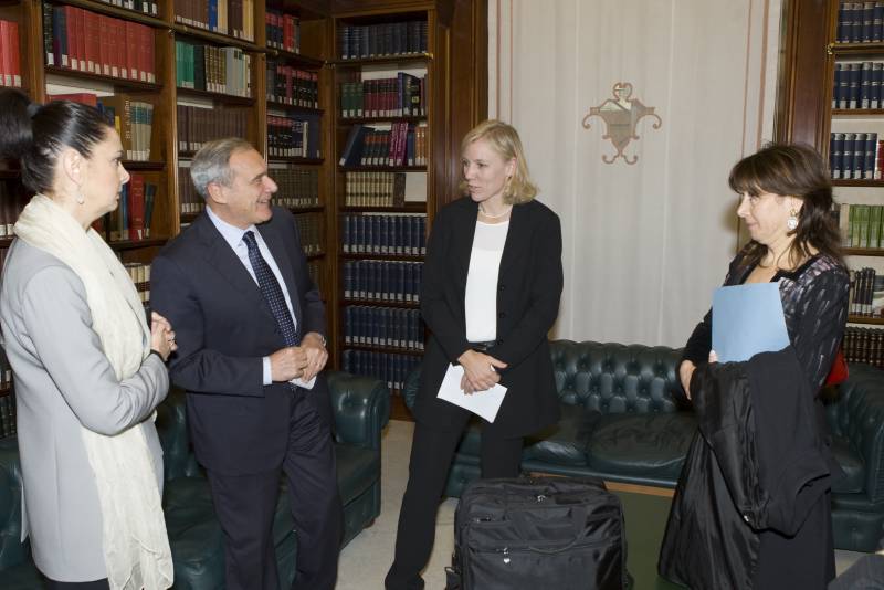 Il Presidente Grasso incontra il Presidente della Camera, Laura Boldrini e il Ministro per lo Sport e le pari opportunità, Josefa Idem