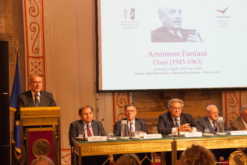 Il Presidente Grasso interviene alla presentazione 'I Diari di Amintore Fanfani'