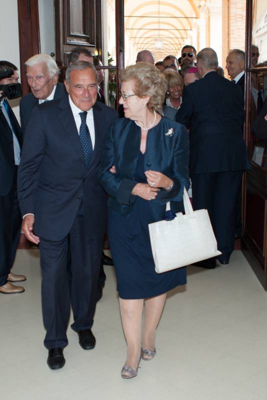 Il presidente del Senato Pietro Grasso con la Presidente della Rai, Anna Maria Tarantola, durante le celebrazioni legate alla festa della Natività di Maria