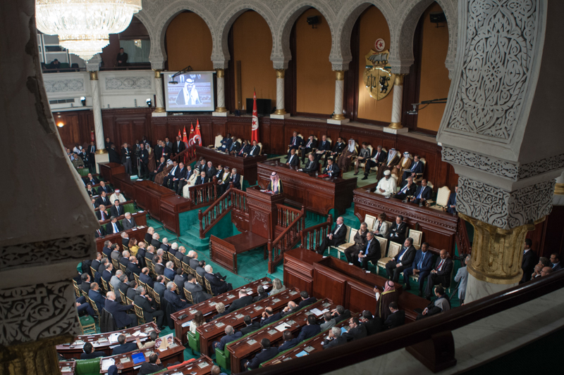 Un momento della cerimonia dell'Assemblea Nazionale Costituente nell'Aula di Palazzo Bardo