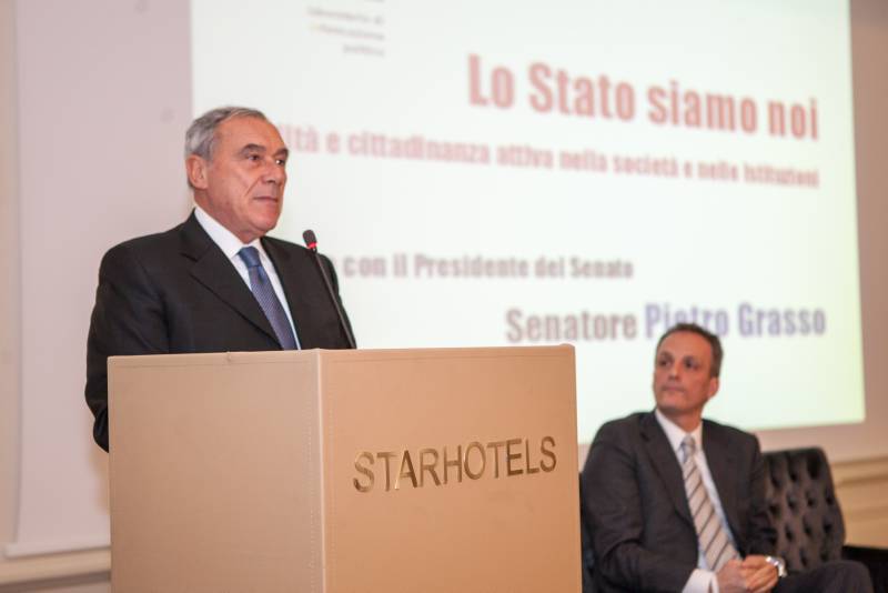 Il Presidente Grasso, pronuncia un discorso durante l'incontro 