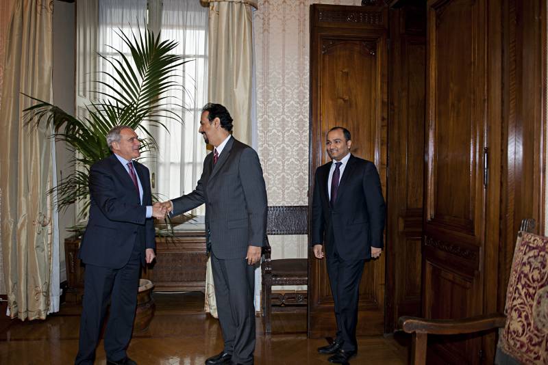 Il Presidente del Senato Pietro Grasso e l'Ambasciatore del Kuwait Ali Khaled Al Jaber Al Sabah