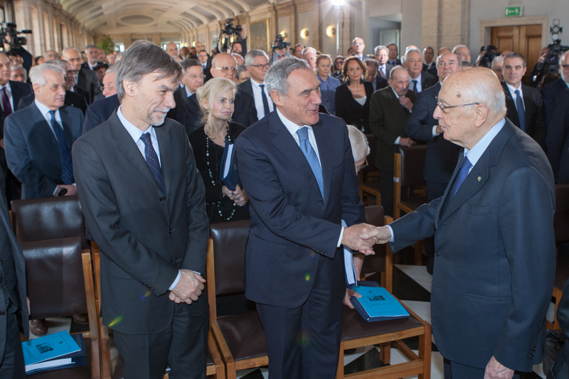 Il Presidente Grasso con il Presidente della Repubblica, Giorgio Napolitano e il Sottosegretario di Stato alla Presidenza del Consiglio Graziano Delrio.
