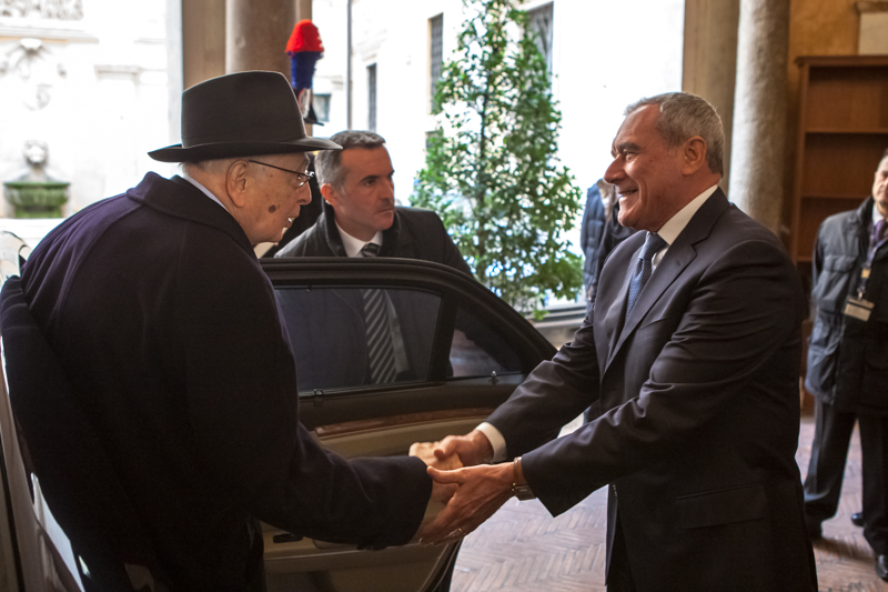 Il Presidente del Senato, Pietro Grasso, riceve a Palazzo Giustiniani il Capo dello Stato