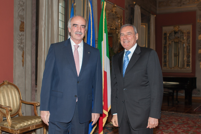 Il Presidente Grasso con il Presidente del Parlamento della Repubblica Ellenica, Evangelos Meimarakis.