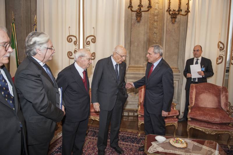 L'incontro del Presidente della Repubblica e del Presidente del Senato con l'ex Senatore Macaluso e i relatori del convegno