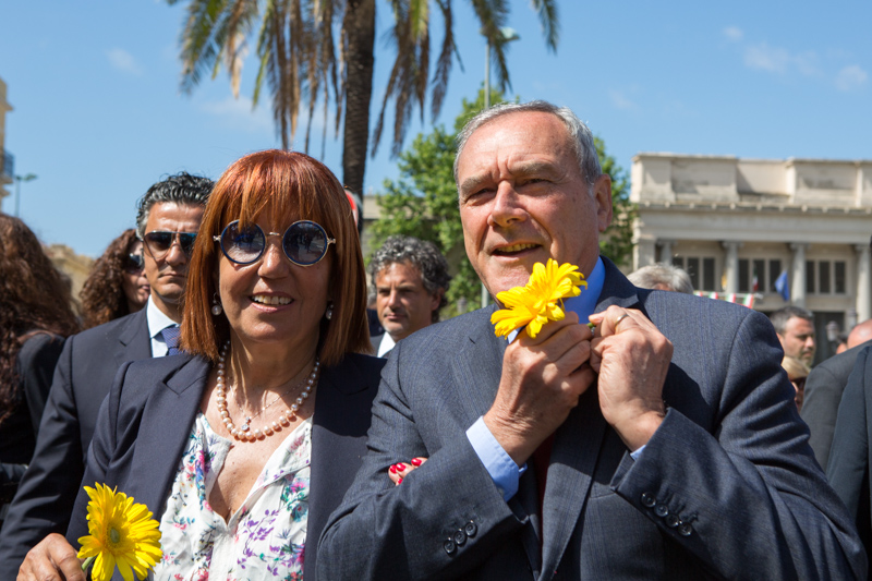 Il Presidente Grasso con Adriana Musella, Presidente dell'Associazione 
