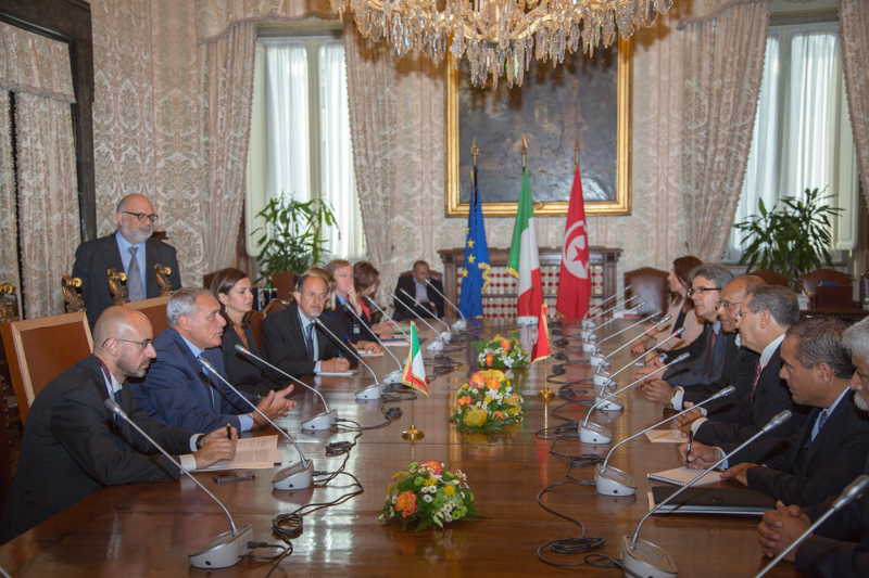 Il Presidente Grasso, congiuntamente alla Presidente della Camera dei Deputati Laura Boldrini, incontrano il Presidente della Repubblica di Tunisia, Mohamed Moncef Marzouki.