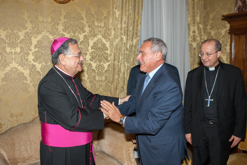 Il Presidente Grasso con il Patriarca di Gerusalemme Fouad Twal.