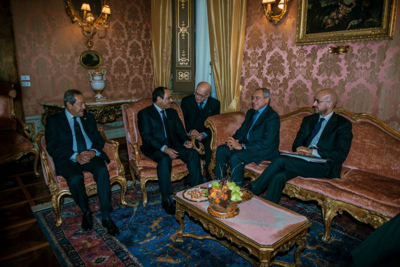 L'incontro tra la delegazione egiziana e il presidente Grasso con il suo staff