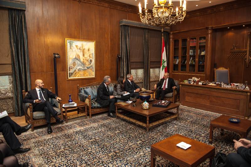 Nel primo giorno di visita il Presidente del Senato ha incontrato il presidente dell'Assemblea Nazionale Nabih Berri