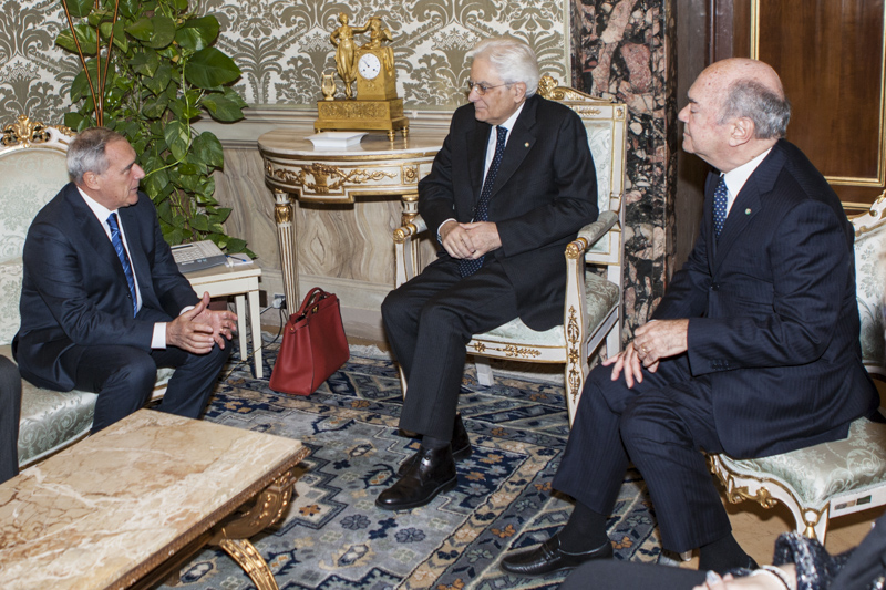 Il Presidente Grasso a colloquio con il Capo dello Stato, Sergio Mattarella e il Presidente del Consiglio di Stato, Giorgio Giovannini