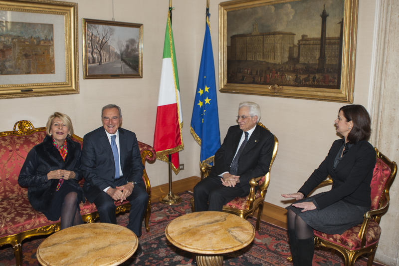Il Presidente Grasso e consorte con il Presidente della Repubblica, Sergio Mattarella, e la Presidente della Camera, Laura Boldrini.