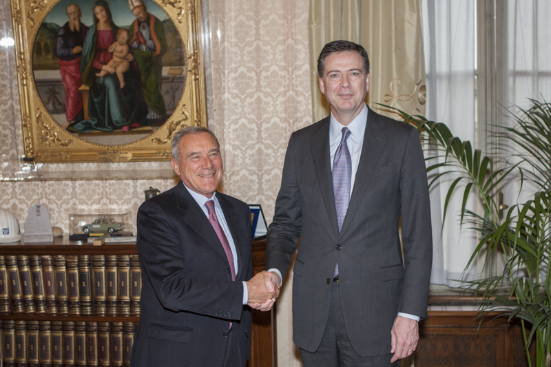 Il Presidente Grasso riceve il Direttore dell'Fbi, James B. Comey.