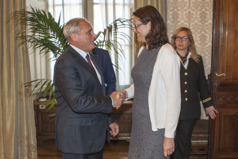 Il Presidente saluta Cecilia Malmström, Commissario europeo per il Commercio