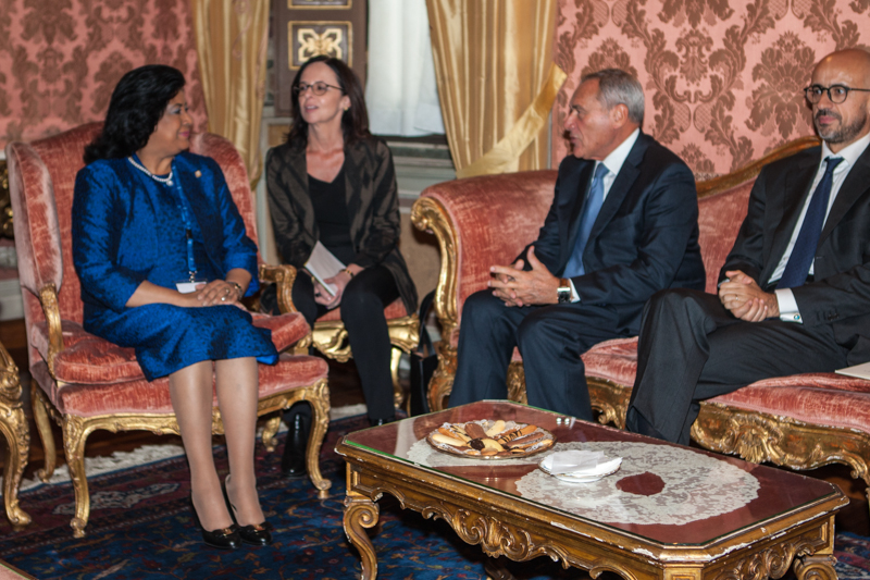 Il Presidente Grasso a colloquio con il Presidente del Senato dominicano, Cristina Lizardo Mézquita