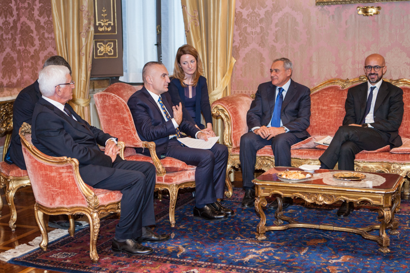 Il Presidente Grasso a colloquio con il Presidente del Parlamento di Albania