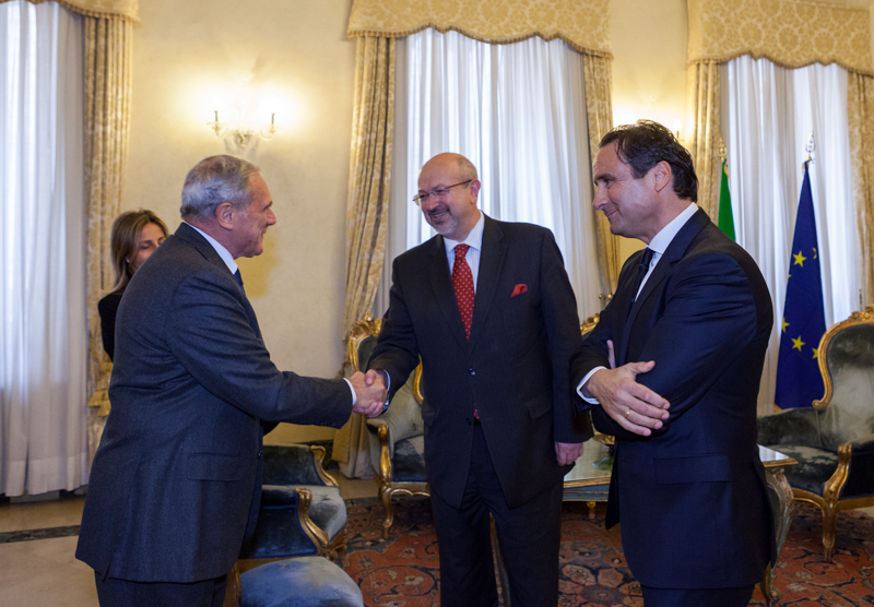 Il Presidente Grasso incontra il Segretario generale dell'Assemblea parlamentare OSCE, Roberto Montella, e il Segretario generale OSCE, Lamberto ZANNIER.
