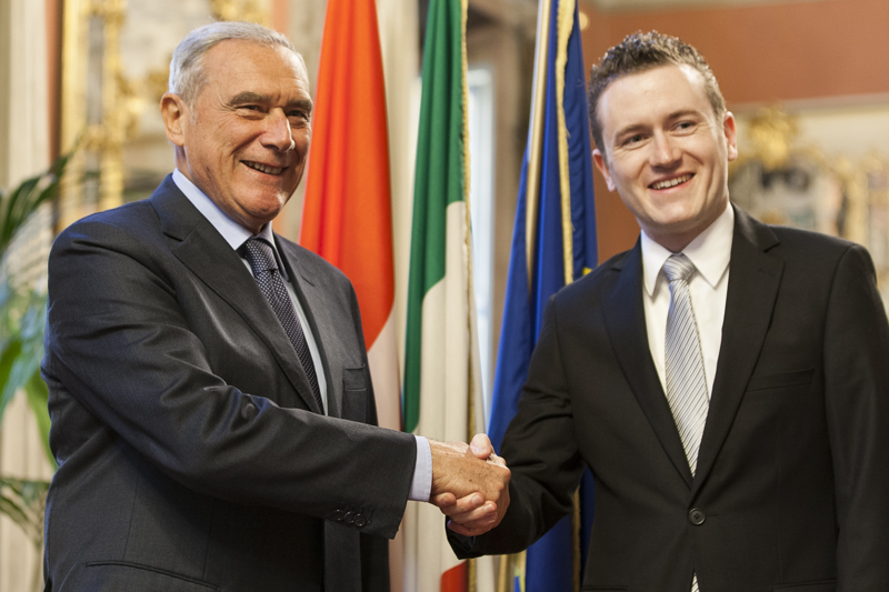 Il Presidente Grasso incontra Raphael Comte, Presidente del Consiglio degli Stati Svizzero.