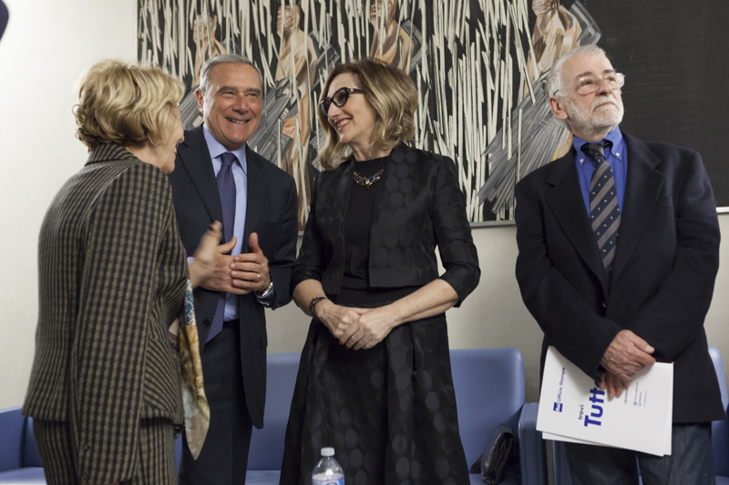 Il Presidente Grasso incontra Lunetta Savino, attrice, e Gianfranco Albano, regista, prima della proiezione dell'anteprima del film 