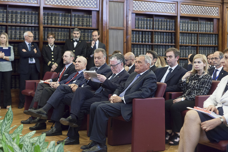 Il Presidente del Senato, Pietro Grasso, in sala Koch durante il convegno.