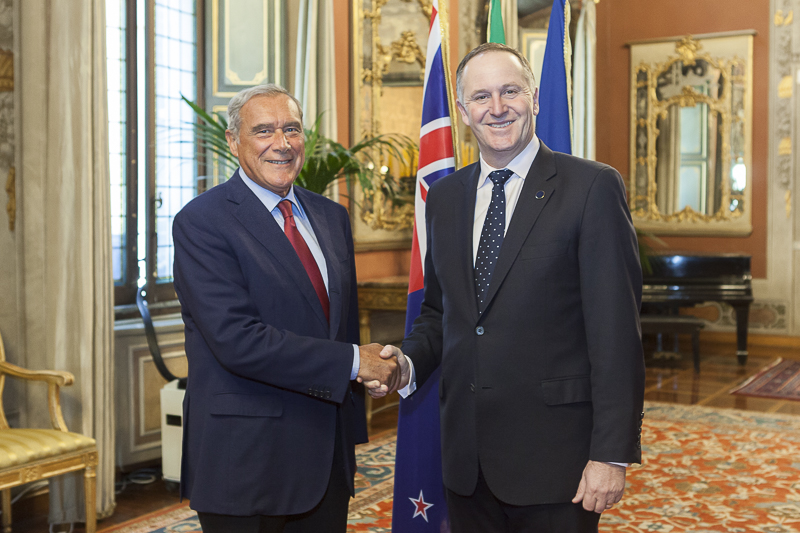 Il Presidente del Senato, Pietro Grasso, incontra il Primo Ministro della Nuova Zelanda, John Key