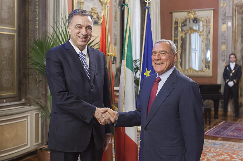 Il Presidente del Senato, Pietro Grasso, incontra il Presidente della Repubblica di Montenegro, Filip Vujanovic.