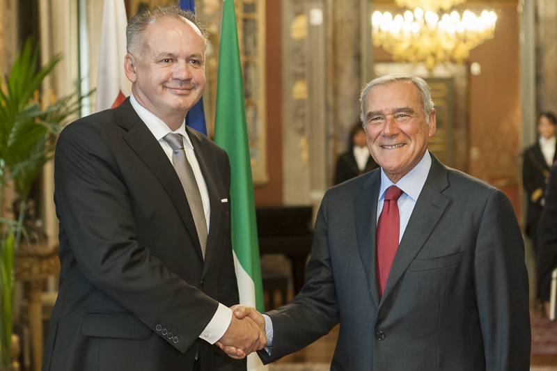 Il Presidente Grasso incontra il Presidente della Repubblica Slovacca, Andrej Kiska