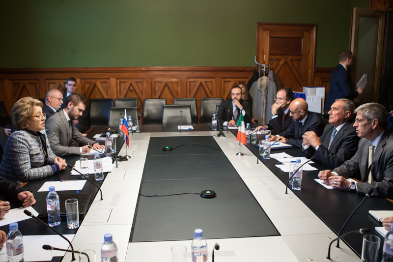 L'incontro con la Presidente del Consiglio della Federazione dell'Assemblea federale della Federazione russa, Valentina Matvienk