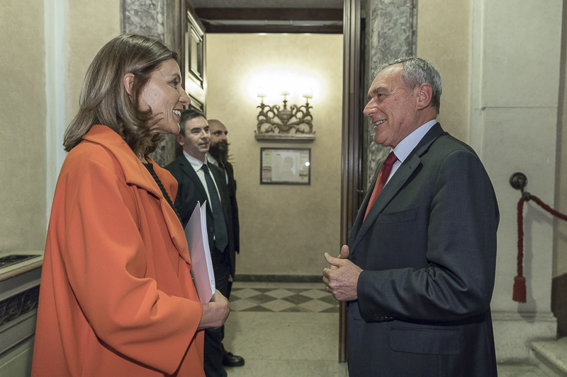Il Presidente Grasso incontra la Direttrice dei Musei Vaticani, Barbara Jatta.