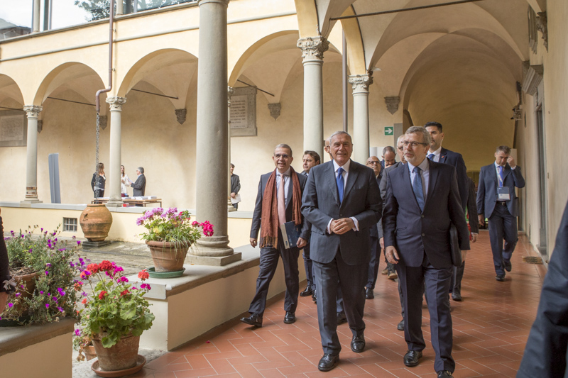 Il presidente Grasso al suo arrivo all'European University Institute.