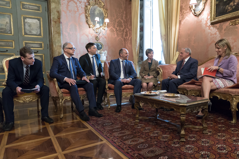 Incontro tra il Presidente del Senato, Pietro Grasso, e il Presidente del Parlamento della Repubblica di Ucraina, Andriy Parubiy.