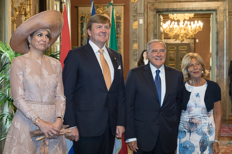 Il Presidente Grasso e la Signora Maria incontrano il Re Willem Alexander e la Regina Màxima dei Paesi Bassi.
