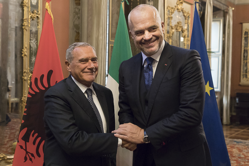 Il Presidente del Senato, Pietro Grasso, incontra il Primo Ministro della Repubblica di Albania, Edi Rama.