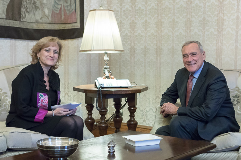Il Presidente del Senato, Pietro Grasso, incontra il Presidente dell'Unione delle Comunità Ebraiche italiane, Noemi Di Segni.