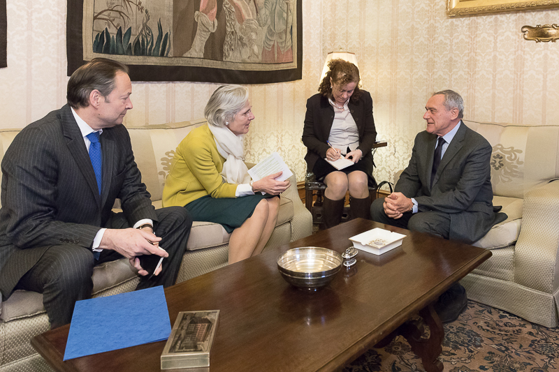 Il Presidente Grasso incontra l'Ambasciatore della Repubblica federale di Germania, Susanne Marianne Wasum-Rainer.