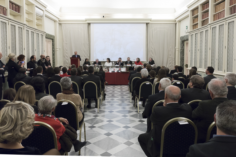 La Sala dei Presidenti di palazzo Giustiniani durante l'indirizzo di saluto del Presidente Grasso.