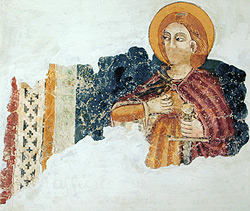 San Giuliano. Frammento di affresco di epoca medievale già nella chiesa di San Salvatore, oggi in palazzo della Sapienza