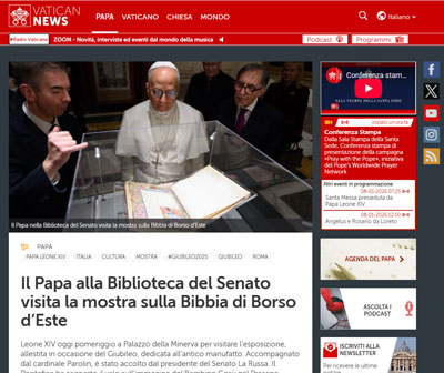 Vatican News: Papa Leone XIV al Senato in visita alla mostra