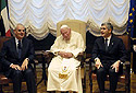 Il Papa con il Presidente del Senato e il Presidente della Camera