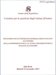 Immagine Incontro del Consiglio generale degli italiani all'estero con le Commissioni affari costituzionali e affari esteri e con il Comitato per le questioni degli italiani all'estero del Senato