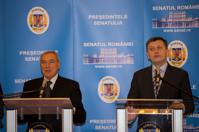 Dichiarazione congiunta alla stampa del Presidente Grasso e del Presidente del Senato della Romania, Crin Antonescu.