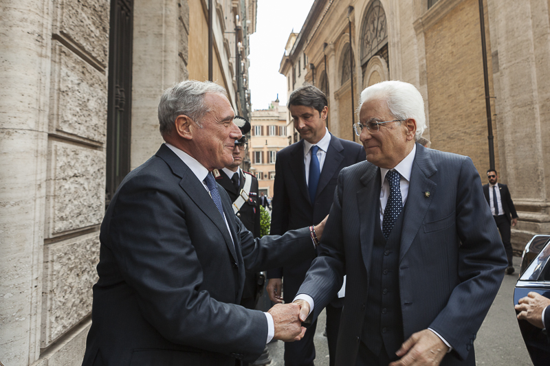 Il Presidente Grasso riceve il Presidente della Repubblica, Sergio Mattarella.