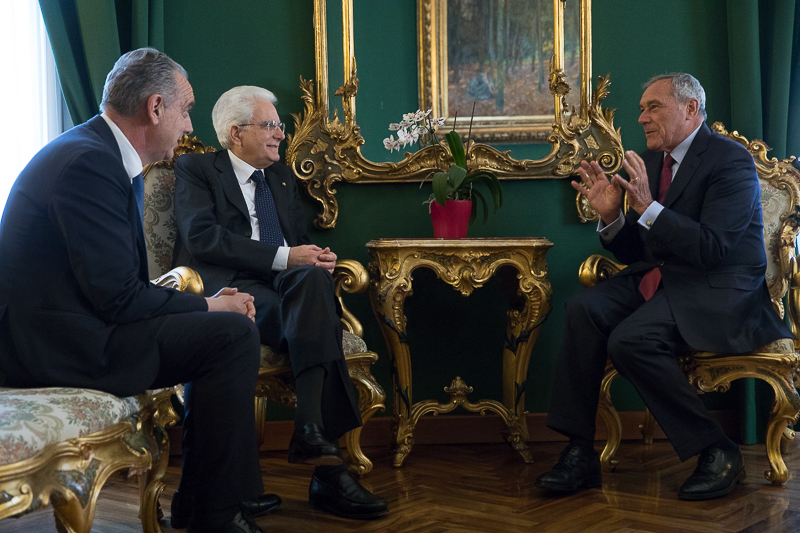 Il Presidente del Senato della Repubblica, Pietro Grasso, incontra il Presidente della Repubblica, Sergio Mattarella, e il Vice Presidente
