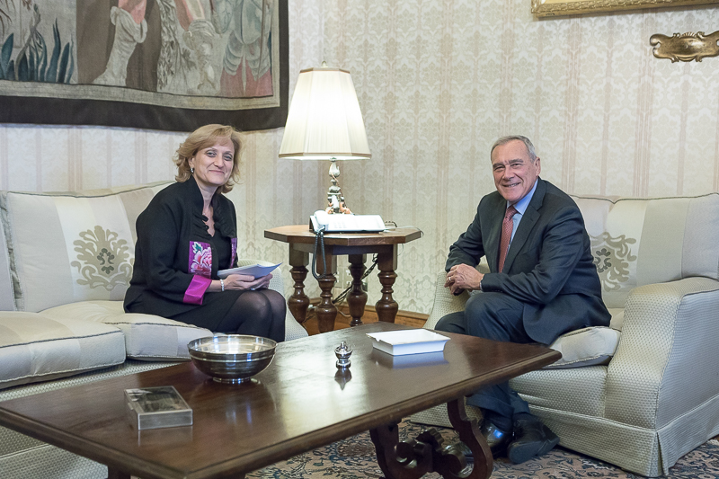 Il Presidente del Senato, Pietro Grasso, incontra il Presidente dell'Unione delle Comunità Ebraiche italiane, Noemi di Segni.