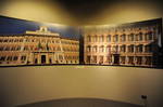 Le facciate dei palazzi Madama e Montecitorio esposte nello stand