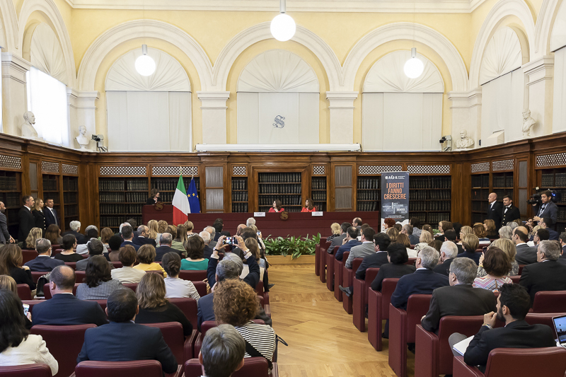 La Sala Koch di palazzo Madama durante l'indirizzo di saluto del Presidente del Senato, Maria Elisabetta Alberti Casellati.