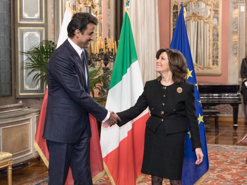 Il Presidente del Senato, Maria Elisabetta Alberti Casellati, incontra l'Emiro dello Stato del Qatar, Tamim Bin Hamad Al-Thani.