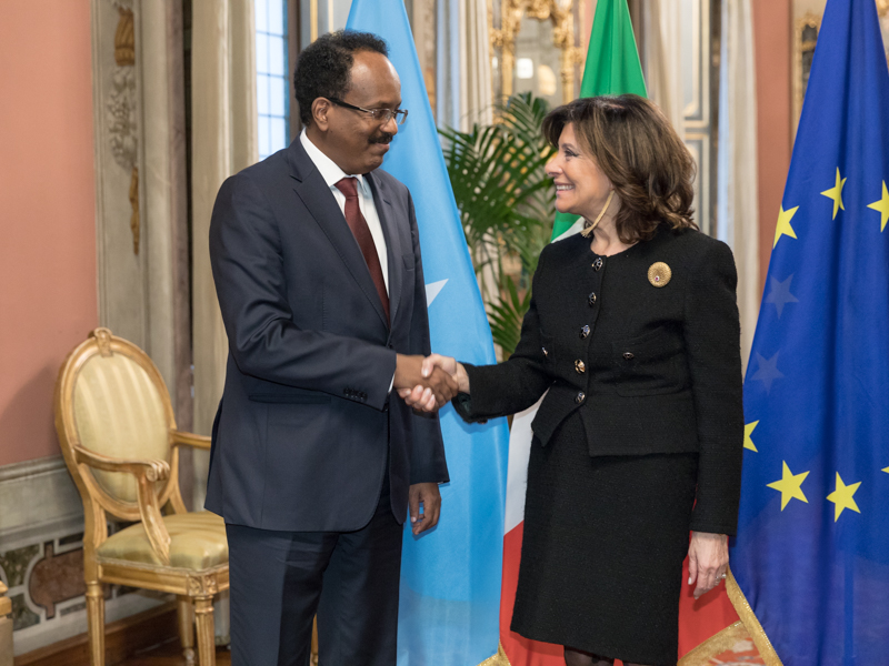 Il Presidente del Senato della Repubblica, Maria Elisabetta Alberti Casellati, riceve il Presidente della Repubblica Federale Somala, Mohamed Abdullahi Mohamed, nel Salone degli Specchi di Palazzo Giustiniani.