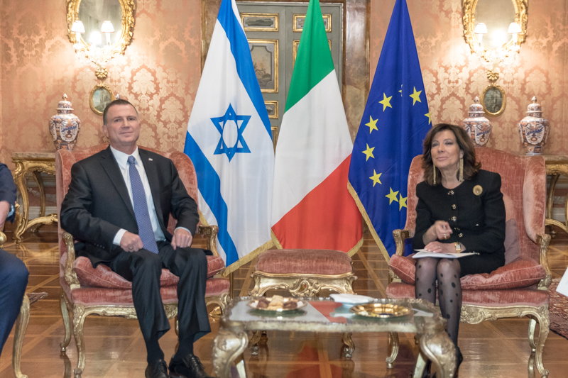 Il Presidente del Senato della Repubblica, Maria Elisabetta Alberti Casellati, durante l'incontro con il Presidente del Parlamento Israeliano (Knesset) Yuli-Yoel Edelstein.